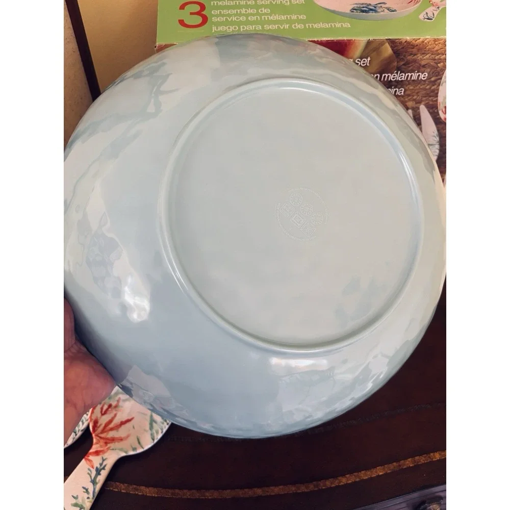 3 Melamine Serving Set Sea Turtle Serving Bowl Serving Utensils Summer Picnic